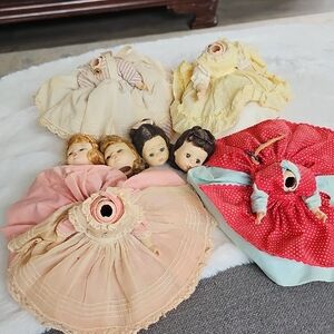 Vintage Doll Set with Red and Cream Dresses